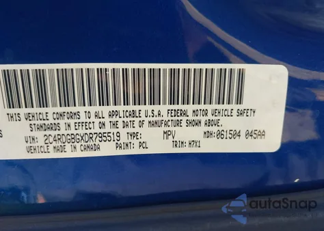 2013 Dodge Grand Caravan American Value Pkg z USA, uszkodzony, nr VIN 2C4RDGBGXDR795519